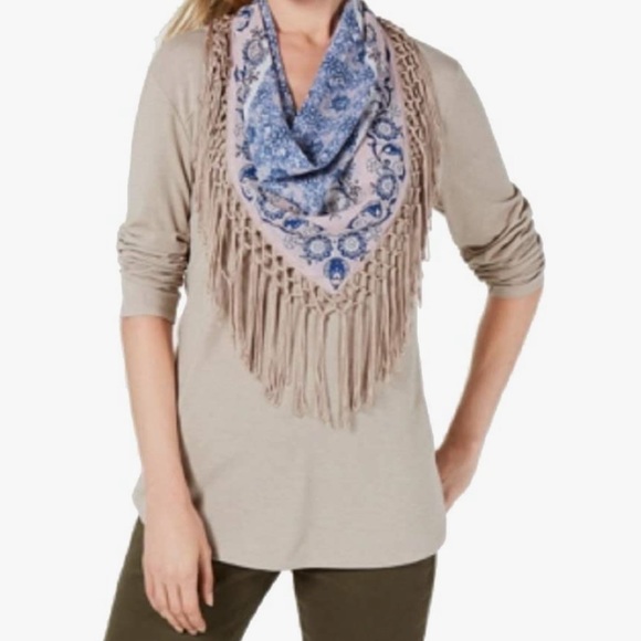 ENERGÉ WORLD WEAR Fringe Scarf Top Size Large NWT - Picture 3 of 8